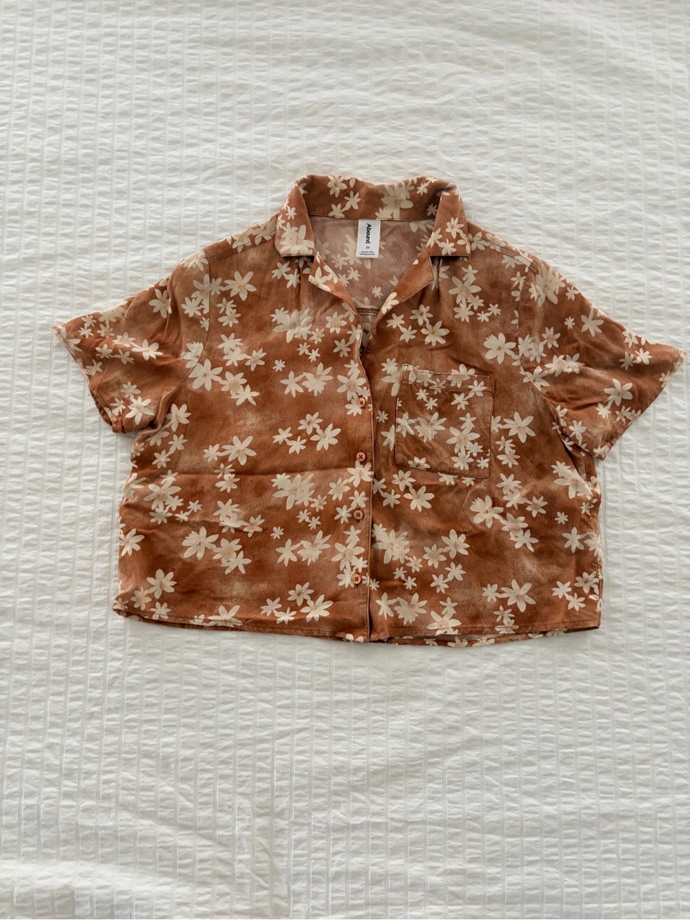 Abound Brown Floral Short-Sleeve Button-Down Shirt